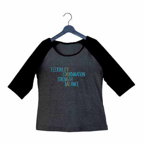 Yoga Fitness Yoga BENEFITS OF YOGA Custom Printed Graphic Design Raglan T-Shirt for Women